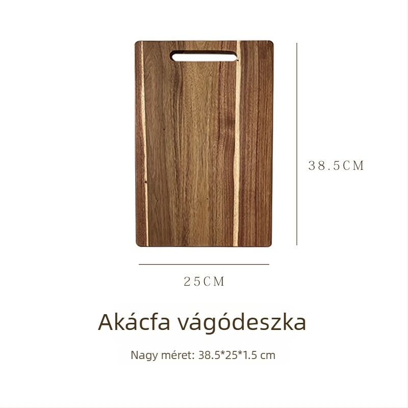 Akácfa vágódeszka fogantyúval, hordozható, kétoldalas konyhai vágódeszka, fa tálca