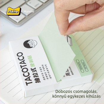 Tacotaco Öntapadó Jegyzet Doboz Húzható Mechanizmussal, Gyöngyházfényű és Átlátszó Karikatúra Jegyzetpapírral Középiskolásoknak