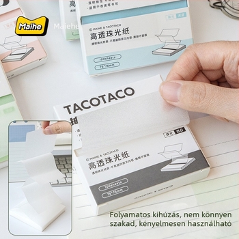 Tacotaco Öntapadó Jegyzet Doboz Húzható Mechanizmussal, Gyöngyházfényű és Átlátszó Karikatúra Jegyzetpapírral Középiskolásoknak