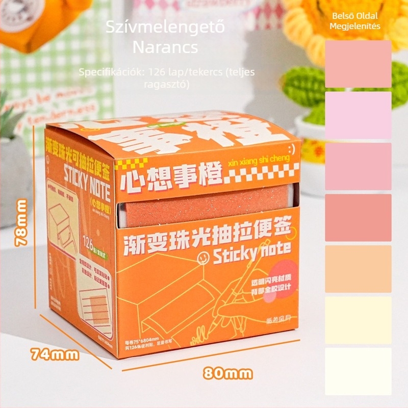 Gradient gyöngyház hatású poszt‑it jegyzetek – aranyos kislány téma, iskolai készlet
