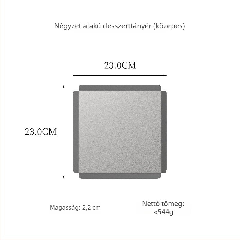 Retro rozsdamentes acél desszerttányér, négyszögletes, japán stílusú, kávézók és éttermek számára