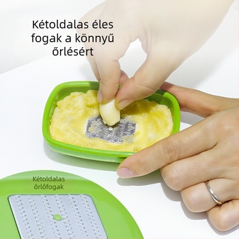 Japán stílusú kézi gyömbérőrlő és fokhagyma zúzó, mini konyhai eszköz dip tálkával