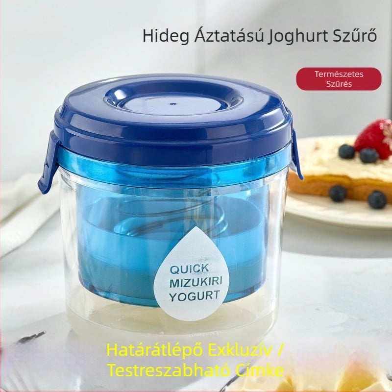 Joghurt szűrő és tejsavó szeparátor fedővel – kerek, többfunkciós konyhai tároló
