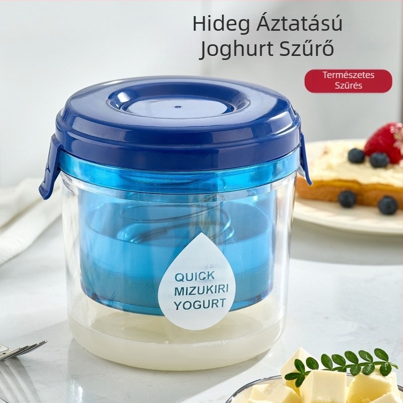 Joghurt szűrő és tejsavó szeparátor fedővel – kerek, többfunkciós konyhai tároló