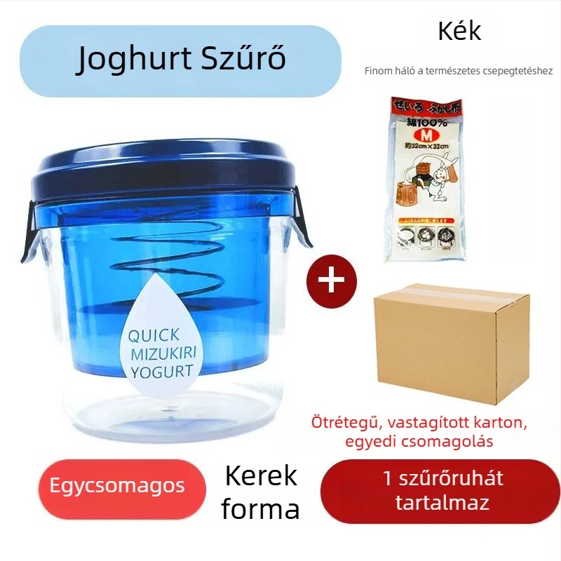 Joghurt szűrő és tejsavó szeparátor fedővel – kerek, többfunkciós konyhai tároló