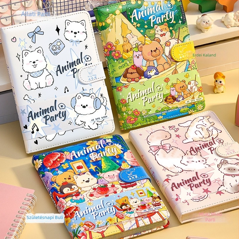 Cartoon Bear aranyos kölyökkutya jegyzetfüzet bőrborítású és mágneses zárással, hordozható napló