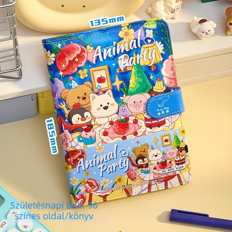 Cartoon Bear aranyos kölyökkutya jegyzetfüzet bőrborítású és mágneses zárással, hordozható napló