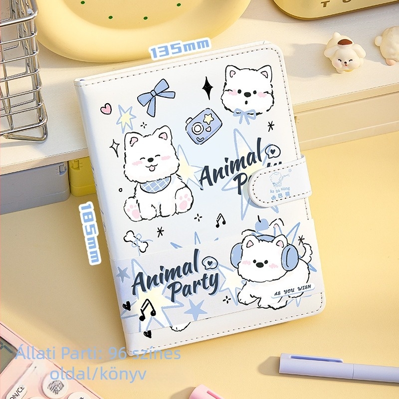 Cartoon Bear aranyos kölyökkutya jegyzetfüzet bőrborítású és mágneses zárással, hordozható napló