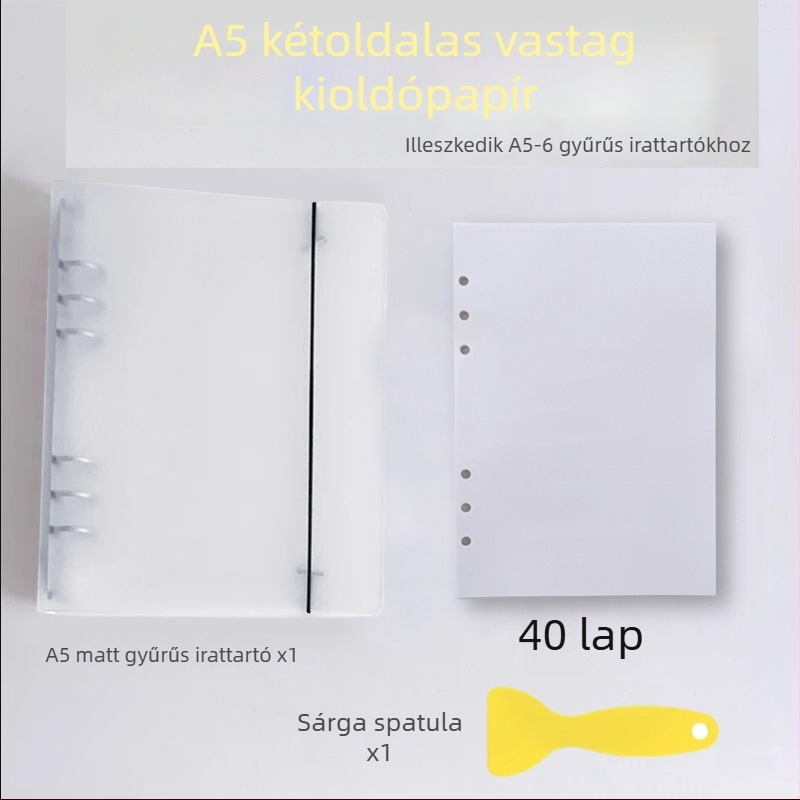 Vastagított kétoldalas leválasztó papírral ellátott jegyzetfüzet, leválasztható oldalakkal, illusztrációk kollekciója matricákkal és washi-szalagokkal