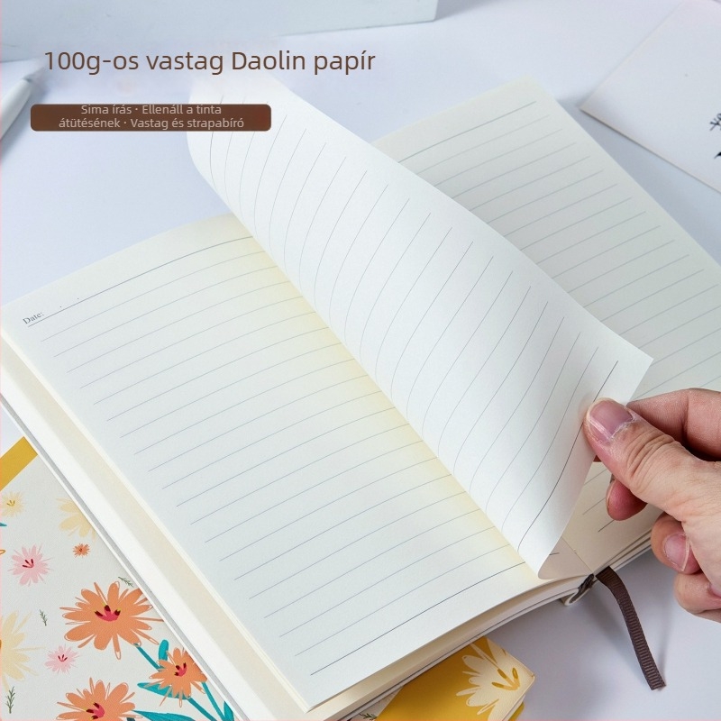 A5 kézzel rajzolt virágos jegyzetfüzet, testreszabható irodai és tanulási célokra, PU borító, varrás és ragasztott kötés, Dowling papír, 100–200 oldal.