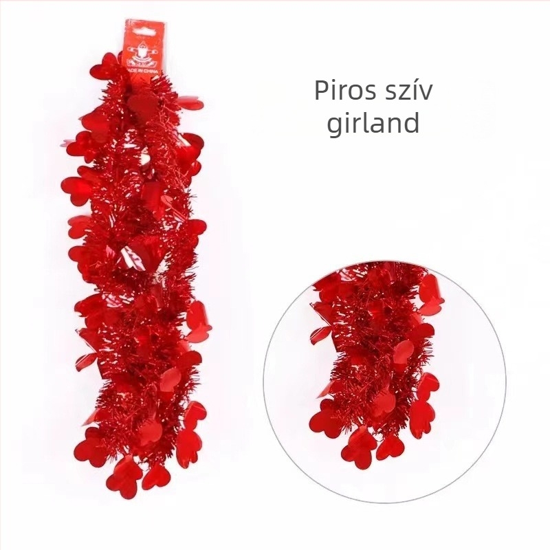 2 méteres szív alakú tinsel szalag esküvői, karácsonyi és bulis dekorációkhoz
