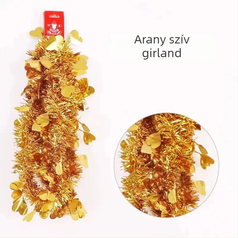 2 méteres szív alakú tinsel szalag esküvői, karácsonyi és bulis dekorációkhoz