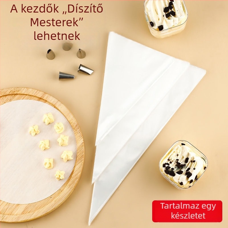 Vastagított átlátszó egyszer használatos nyomózsák krémhez és sütemények díszítéséhez (PE)