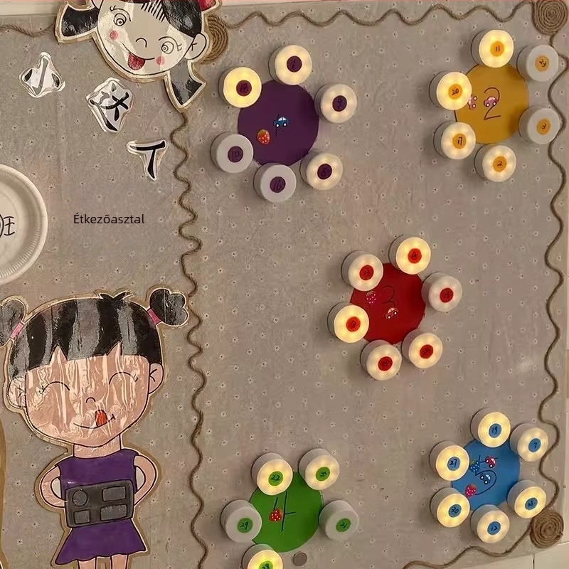 Újratölthető kör alakú éjjeli lámpa érintéses kapcsolóval, érintéses világítás, intelligens vezérlés, 5,5 cm átmérő, PVC árnyékoló