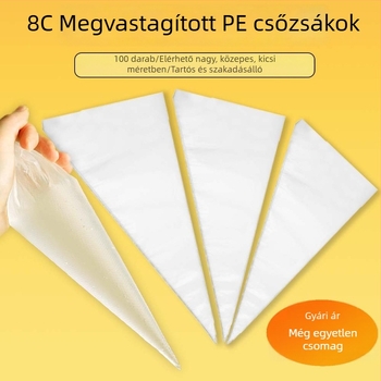 Eldobható, vastagított PE habzsákok nagy, közepes és kicsi méretekben krémek és torták dekorálásához