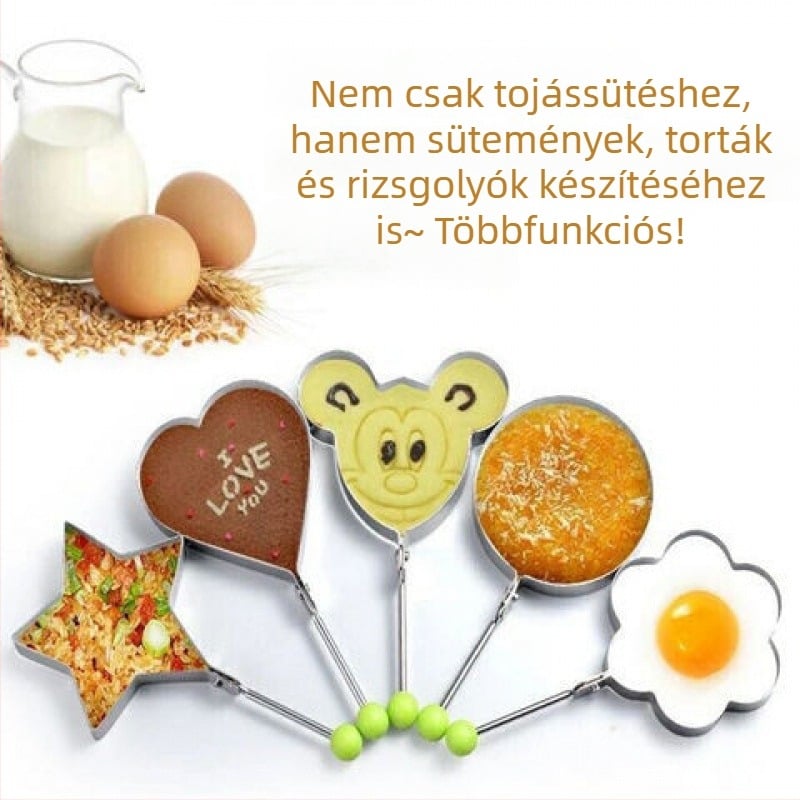 Vastagított rozsdamentes acél tojás sütő forma, konyhai tojás forma, fekete