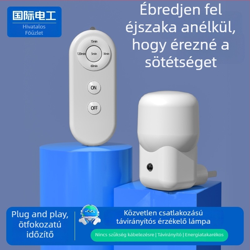 Csatlakoztatható éjjeli lámpa hálószobába, éjszakai etetésre és szemvédelmére, távirányítóval, éjjeliszekrény melletti lámpa