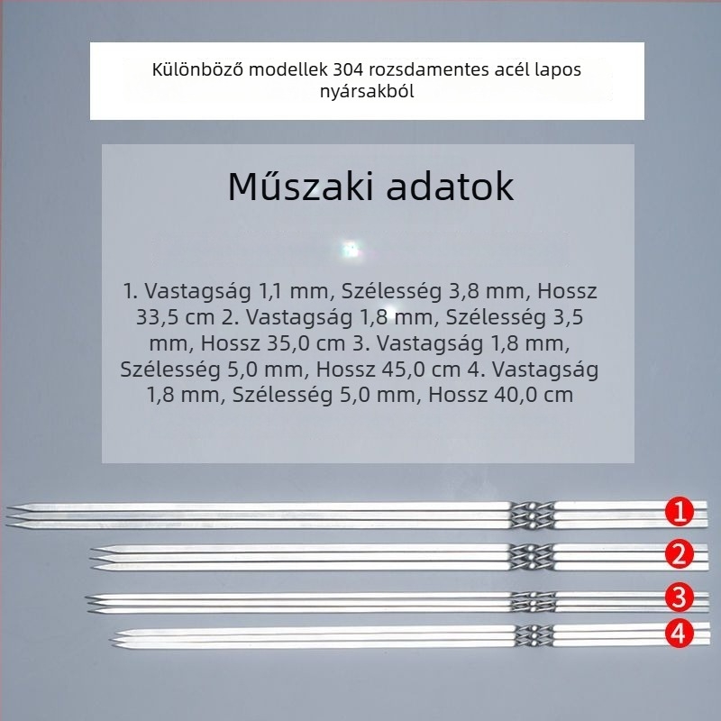 304 rozsdamentes acél lapos nyárs grillhez, bárányhúshoz
