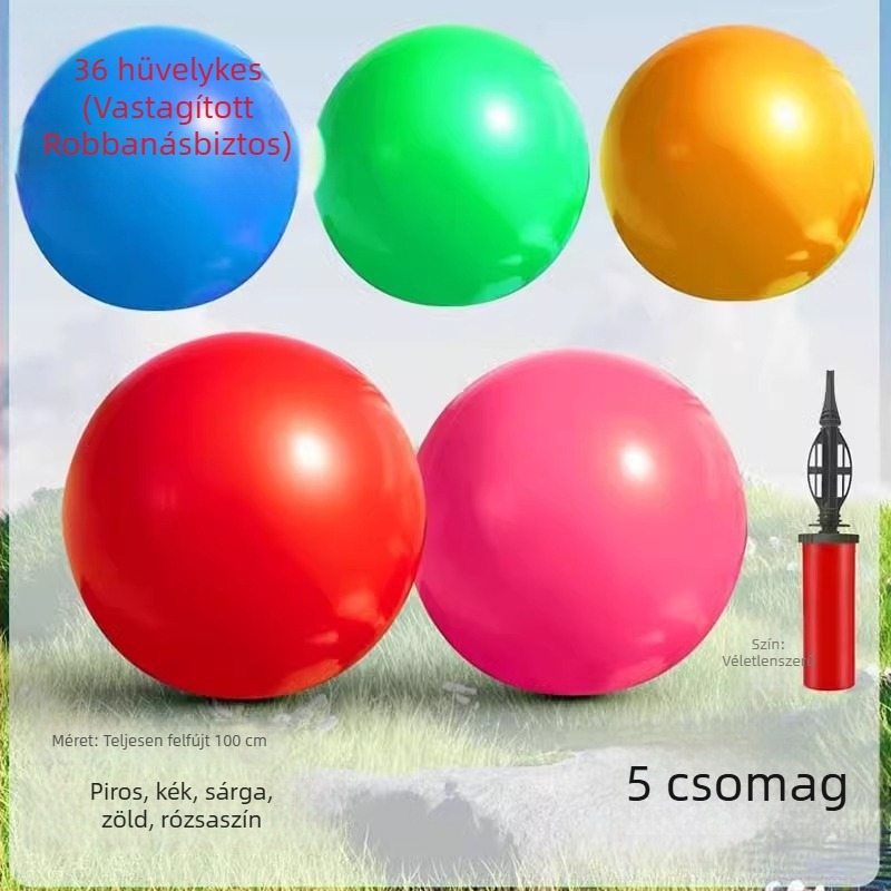 36 hüvelykes extra nagy latex lufi, vastagított és ütésálló, gyerekeknek parkokra és gyepre való kültéri játékhoz