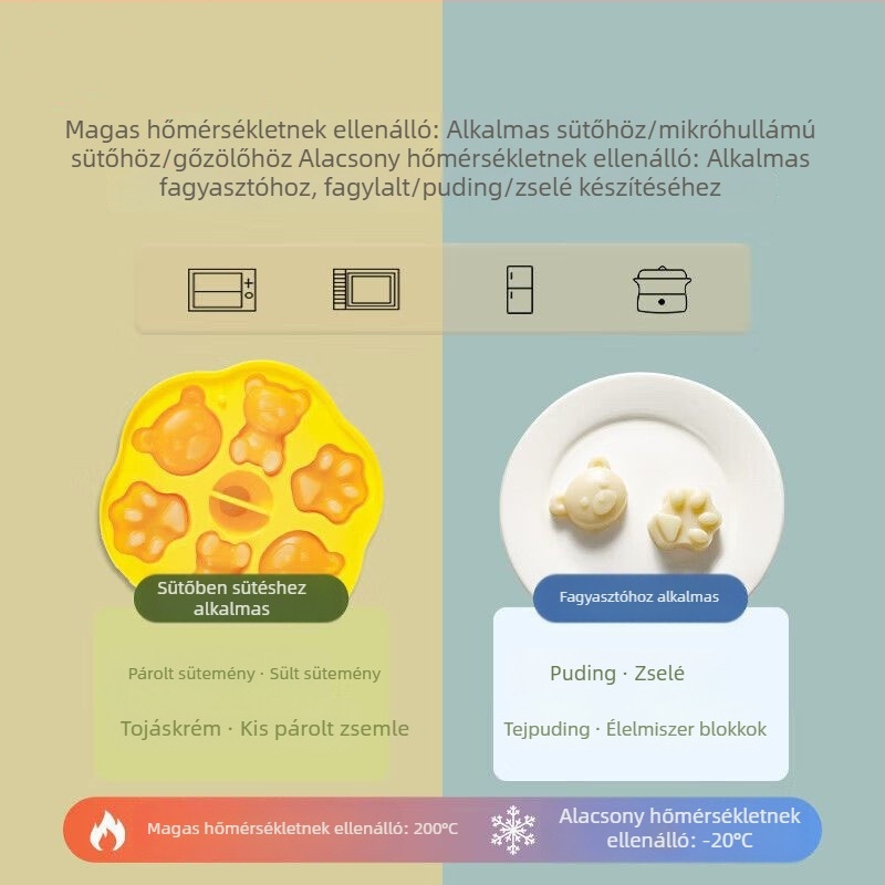 Babaételhez készült párolt sütemény forma, élelmiszer-minőségű szilikon doboz, macska tappancsos dizájn, tojásos krémhez és rizses süteményhez, sütőforma