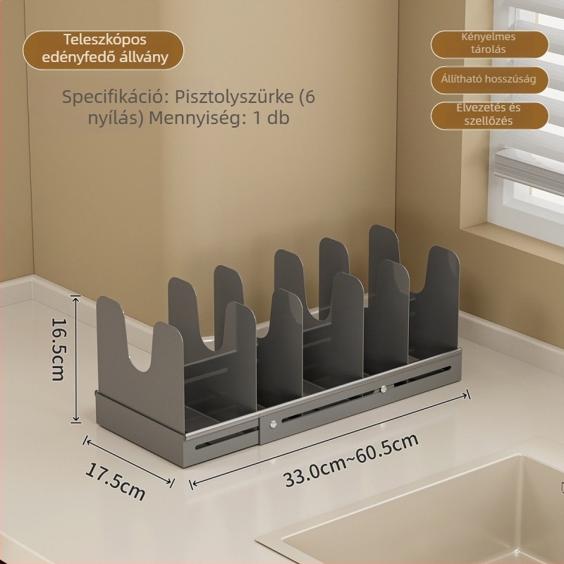 Kinyújtható mágneses többszintű fedőtartó polc mosogató alatti szekrényhez