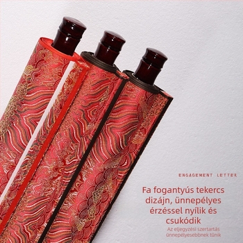 Kínai retro stílusú jegyes- és esküvői meghívó, óriási függő tekercs, dátum-bejelentés, jegyességi levél, esküvői kellékek