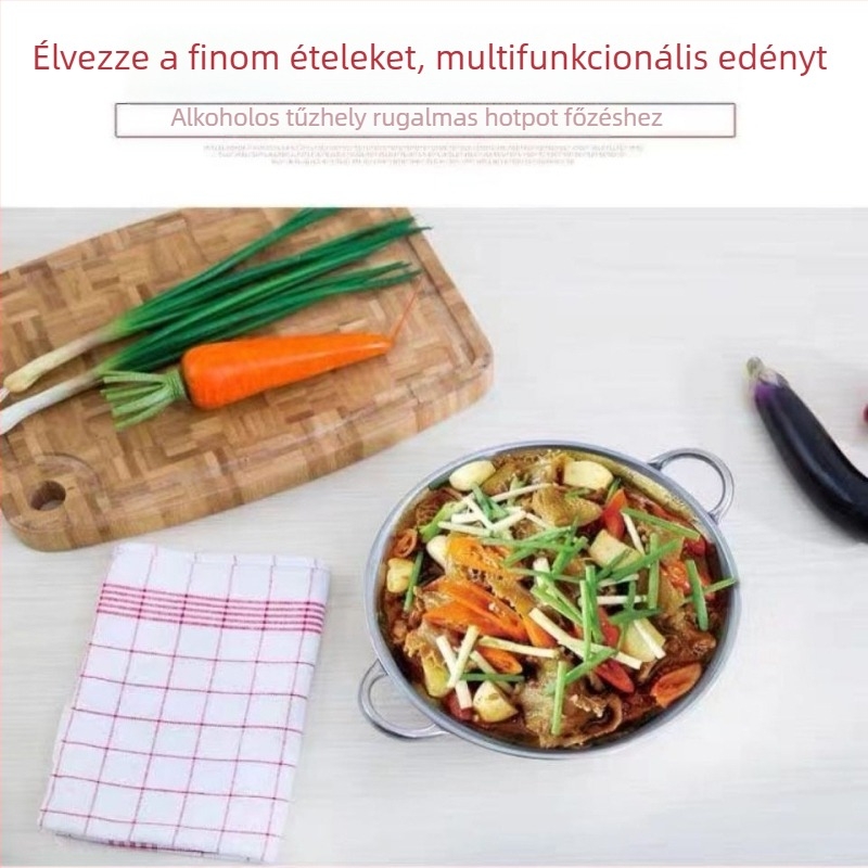 Rozsdamentes acél száraz fazék vastag aljjal, 2,1–4 liter, tűzhelyhez és kültéri használathoz