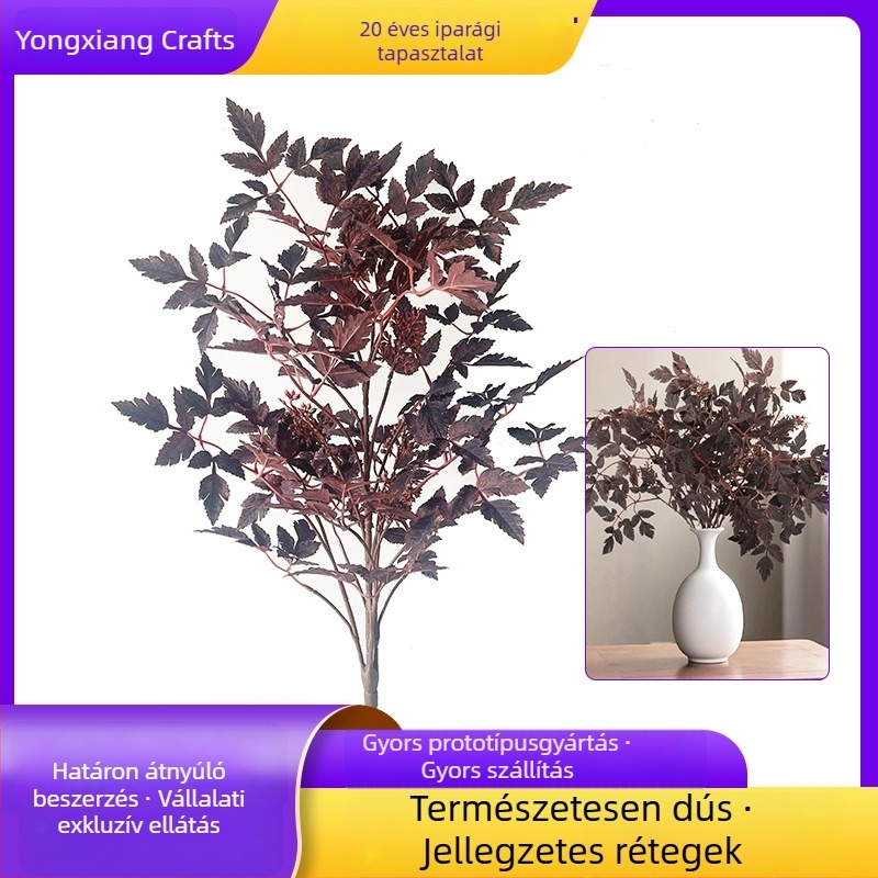 Művirág levelek egyetlen szőlőágon – juhar- és wisteria-lapokkal, nappali dekoráció, zöld növény, leveles koszorú