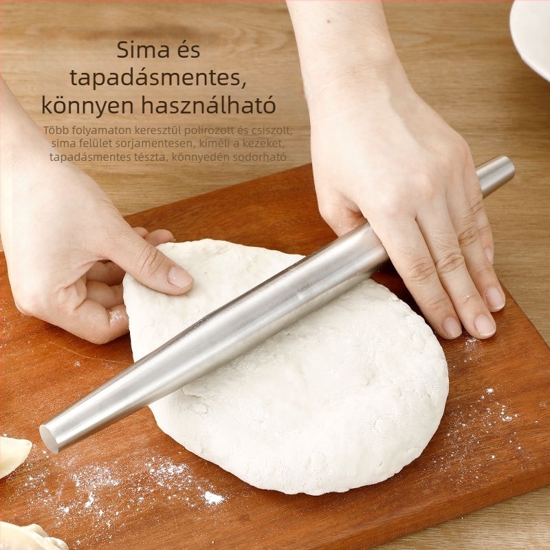304 rozsdamentes acél nyújtófa háztartási használatra, eszköz tészta és gombóc tésztához