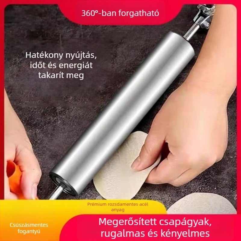 Nagy méretű háztartási nyújtófa tésztához, gyoza- és süteményekhez való tésztalapokhoz, 304 rozsdamentes acélból