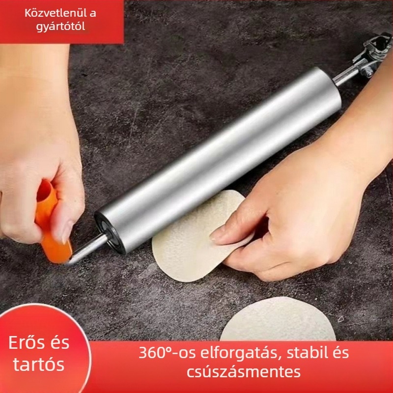 Nagy méretű háztartási nyújtófa tésztához, gyoza- és süteményekhez való tésztalapokhoz, 304 rozsdamentes acélból