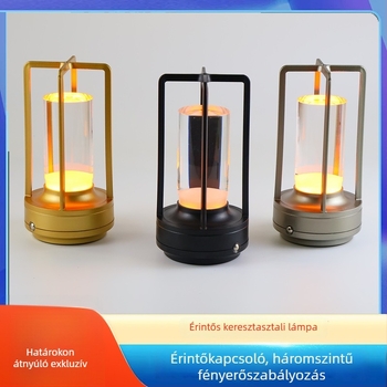 USB LED érintéses, állítható fényerősségű éjszakai lámpa, akril árnyékolóval — nordikus stílusú asztali/éjjeliszekrény lámpa, beépített akkumulátor