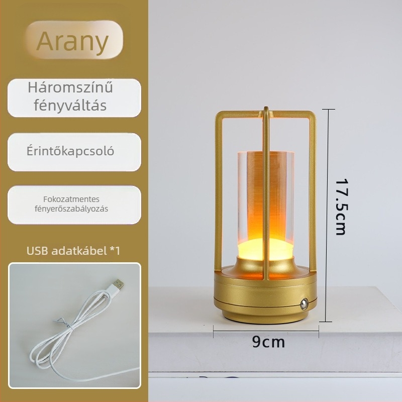 USB LED érintéses, állítható fényerősségű éjszakai lámpa, akril árnyékolóval — nordikus stílusú asztali/éjjeliszekrény lámpa, beépített akkumulátor