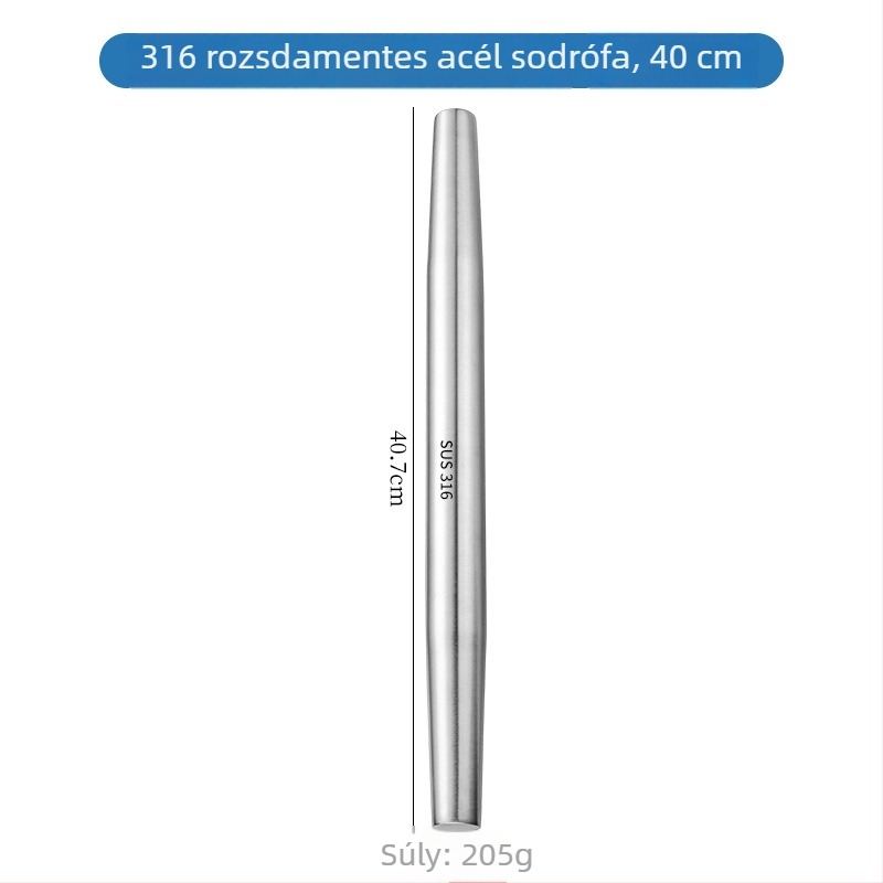 316-os rozsdamentes acél nyújtófa belső üreggel, többszörös funkciójú gombóc-nyomó és tésztapálca, sütőeszköz