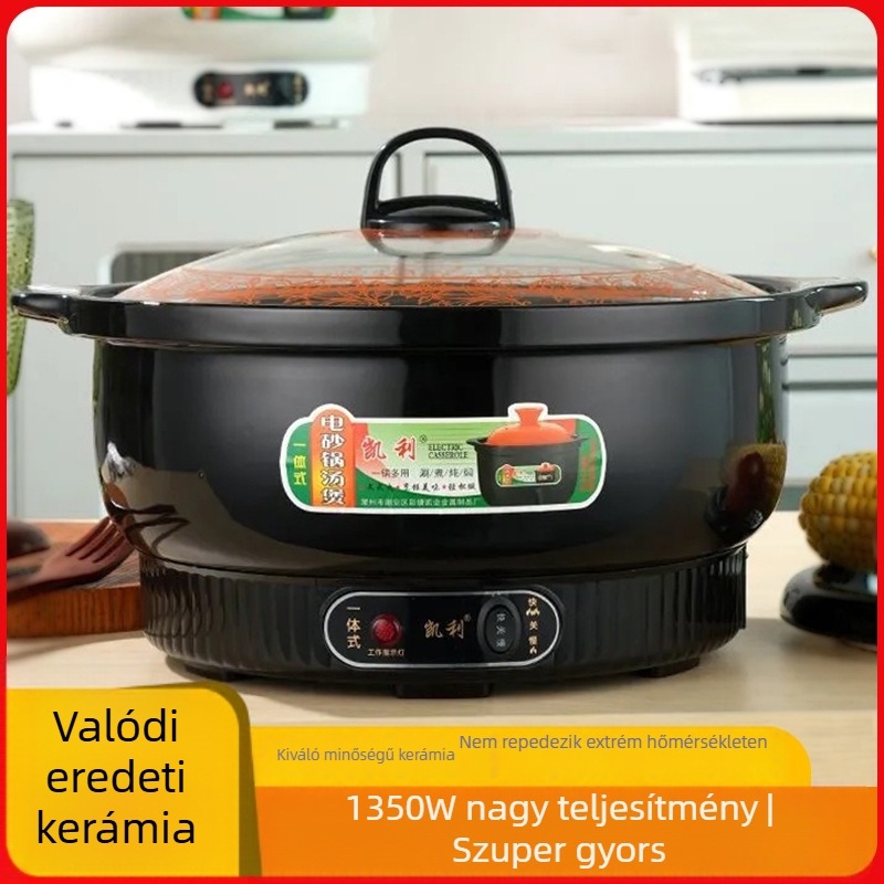 Elektronikus kerámia pörköltedény – Többfunkciós automata lassú tűzhely leveshez, zabkásához és forró fazékhoz