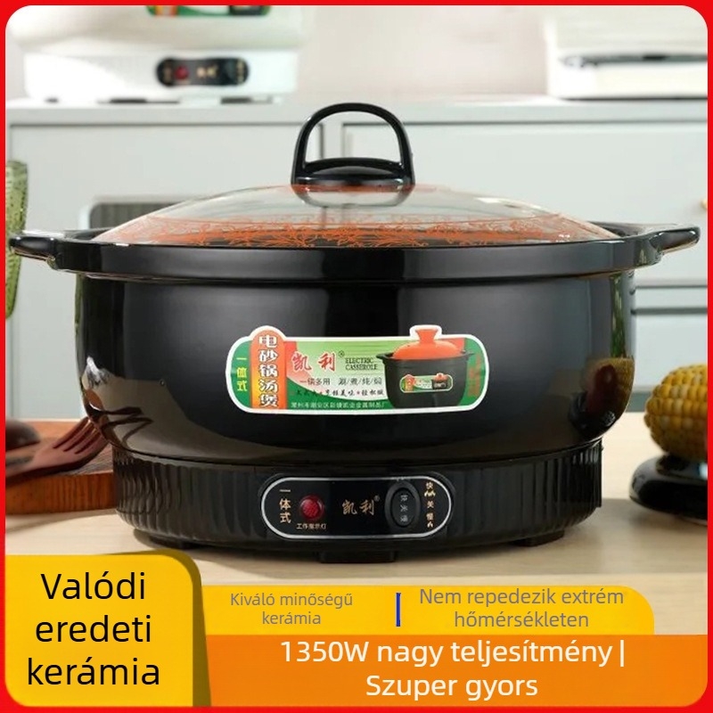 Elektronikus kerámia pörköltedény – Többfunkciós automata lassú tűzhely leveshez, zabkásához és forró fazékhoz