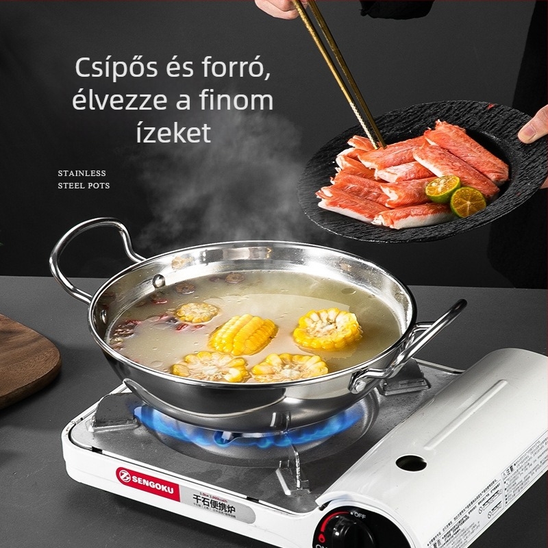 Vastag Hongkong-stílusú száraz fazék, ipari rozsdamentes acélból, kis éttermi hot pot