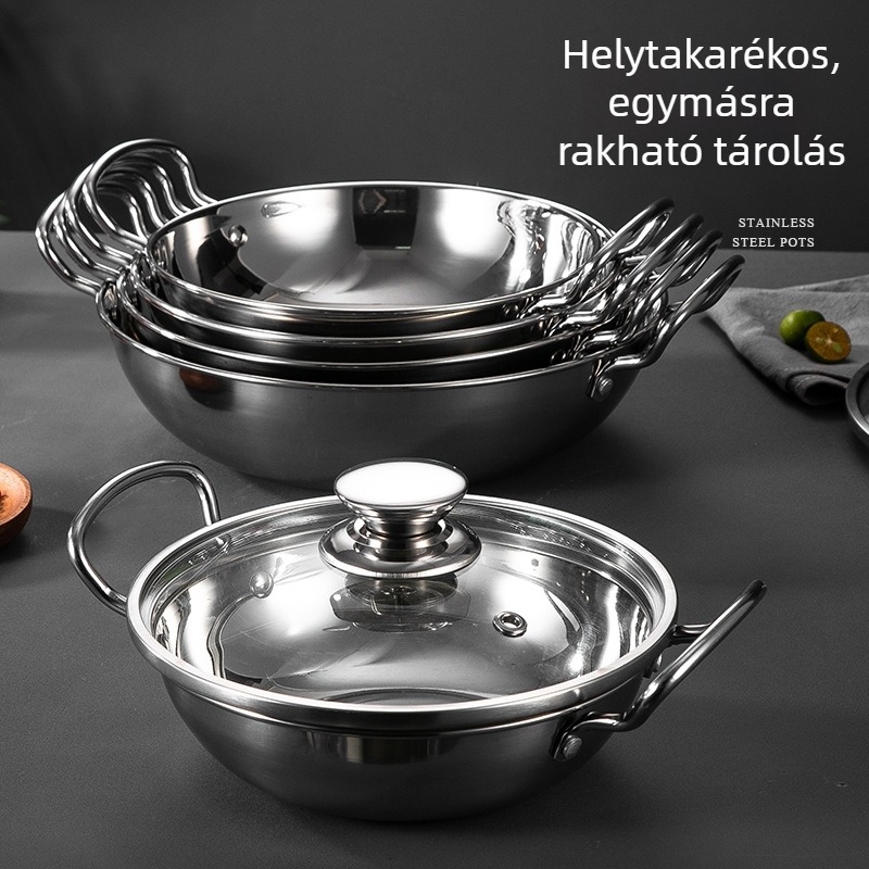 Vastag Hongkong-stílusú száraz fazék, ipari rozsdamentes acélból, kis éttermi hot pot