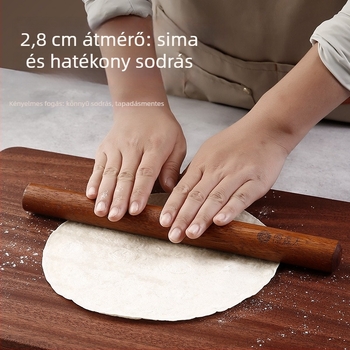 Fekete szantálfa tömörfa nyújtófa, gyoza tészta lapok készítéséhez, otthoni sütéshez, festék- és viaszmentes, nem tapad a tésztához