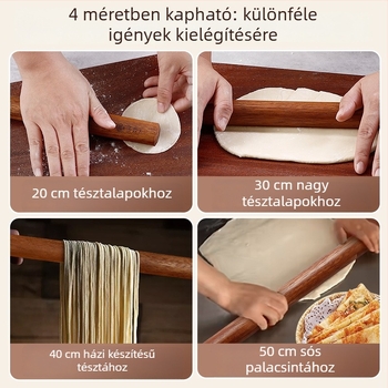 Fekete szantálfa tömörfa nyújtófa, gyoza tészta lapok készítéséhez, otthoni sütéshez, festék- és viaszmentes, nem tapad a tésztához