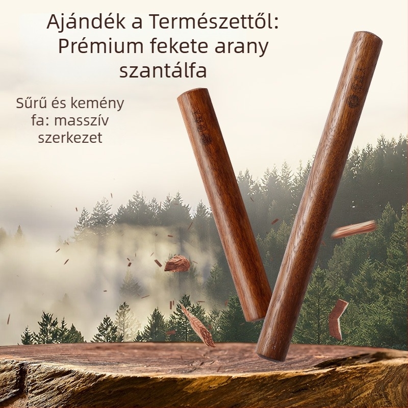 Fekete szantálfa tömörfa nyújtófa, gyoza tészta lapok készítéséhez, otthoni sütéshez, festék- és viaszmentes, nem tapad a tésztához