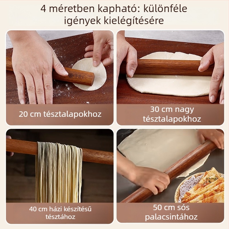 Fekete szantálfa tömörfa nyújtófa, gyoza tészta lapok készítéséhez, otthoni sütéshez, festék- és viaszmentes, nem tapad a tésztához