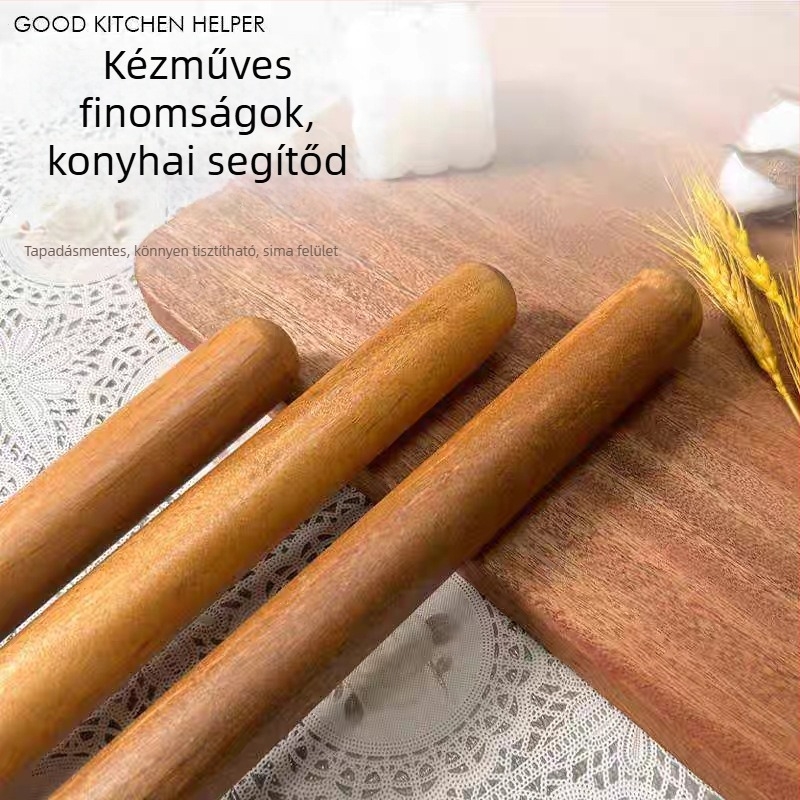 Prémium tömörfa nyújtófa, extraméretű, szantálfa, gyóza tésztalapokhoz, konyhai eszköz