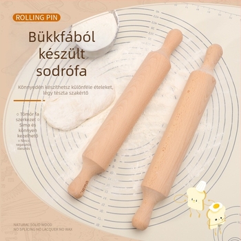 Fából készült nyújtófa, egyrészes kivitel, tésztához nudli és gombóc tésztához, tömörfa konyhai eszköz háztartási használatra