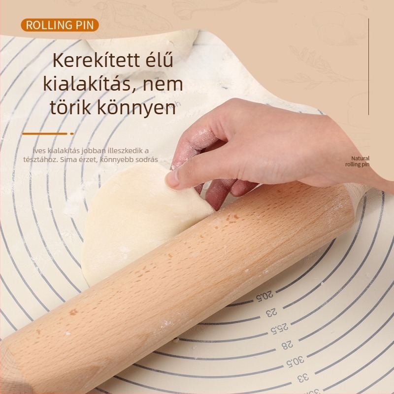 Fából készült nyújtófa, egyrészes kivitel, tésztához nudli és gombóc tésztához, tömörfa konyhai eszköz háztartási használatra