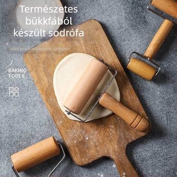 Fa nyújtófa görgővel – kézi sütőeszköz