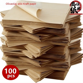 Olajálló viaszospapír sült falatokhoz, olajfelszívó tálaló alátét, 12 hüvelykes kraft papír, 100 lap