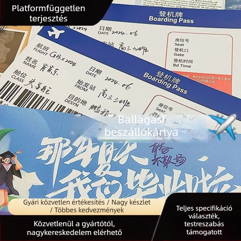 Ballagási beszállókártya poszter — Instagram-stílusú, személyre szabott emléktárgy egyetemi és középiskolai diákok számára