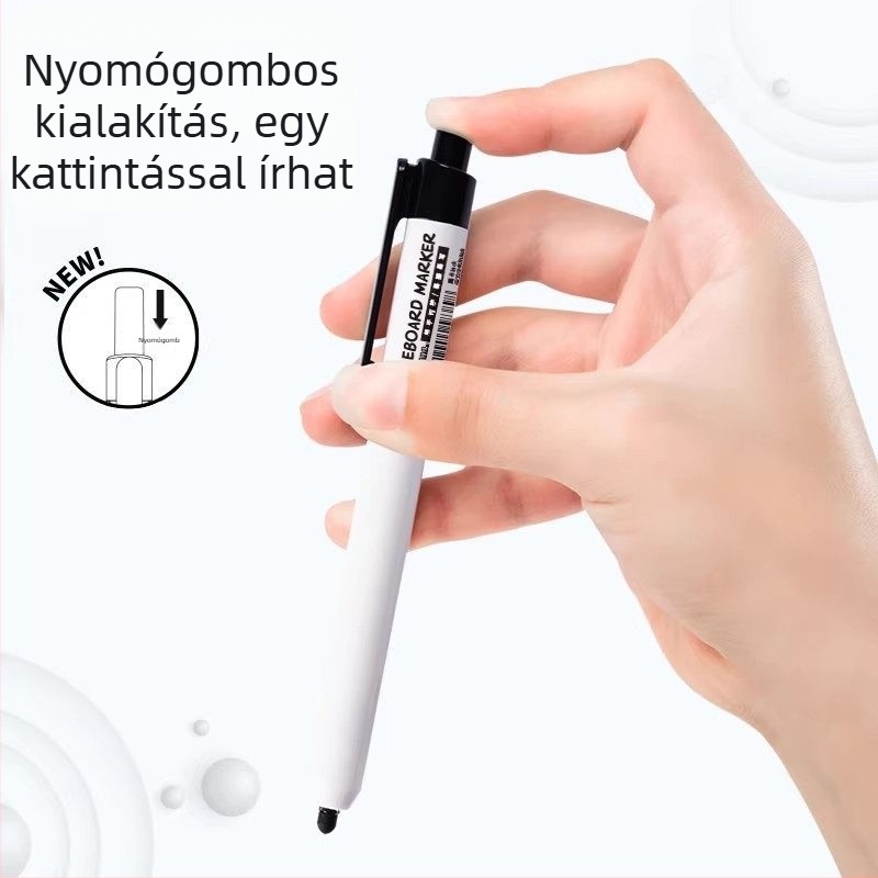 WB60 nyomógombos táblafilc fehér táblára, szagtalan, fekete/kék/piros színekben, nagy kapacitás, tanároknak