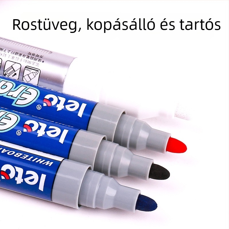 Fekete fehértábla marker, törölhető, széles heggyel, plakátokhoz és árjegyekhez
